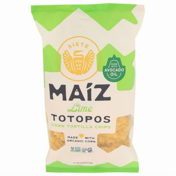 Siete Organic Lime Totopos Tortilla Chips 7.5 oz Pack of 3