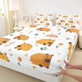 thumbnail image 4 of Erosebridal Cartoon Brown Capybara Queen Sheet Sets 4 Pieces For Boys Girls,Kids Cute Rainbow Flowers Bed Set,Breathable Home Decor, 4 of 5