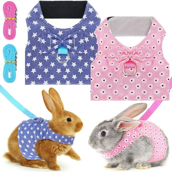 Rabbit Harness Leash, Adjustable Bunny Harness Leash Cute Vest Harness for Rabbit Ferret Bunny Kitten Guinea Pig Walking