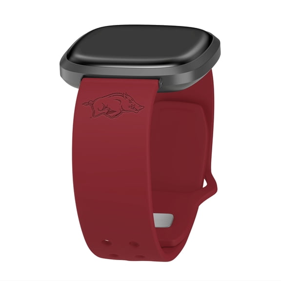 Arkansas Engraved Silicone Unisex Watch Band for Fitbit Versa 3 and Sense (Crimson) by Affinity Bands
