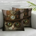 thumbnail image 3 of JRXY Steampunk Cat Throw Pillow Covers Pillow Cover with Zipper Throw Pillow Cases Double Sided Plush Pillow Covers Decorative Throw Pillows Covers for Couch Living Room Bedroom White, 3 of 5