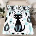 thumbnail image 2 of Homewish Cartoon Black Cats 4 Pieces Queen Sheet Sets for Kids Teens,Kawaii Animal Ultra Soft Flat Sheet,Abstract Geometric Queen Fitted Sheet,Super Cozy Room Decor, 2 of 7