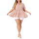 thumbnail image 2 of Blusa de mujer plus size Agnes Orinda, estilo boho, con flores, escote en V, mangas con volantes, blusas tipo babydoll en capas, 3X, color rosa, 2 of 6