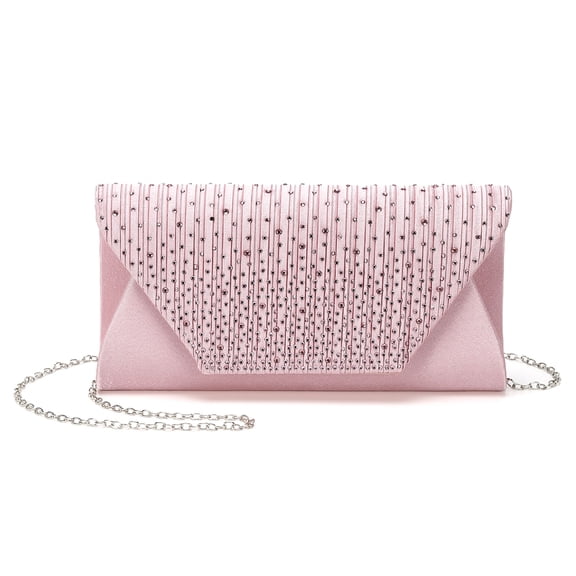 Uxcell Evening Bags Clutch Purses for Women Formal, Purse Handbag Crossbody Bag Crystal Rhinestone with Chain Strap Shoulder Bag Sparkly for Wedding Guest Party Cocktail Pink
