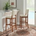 thumbnail image 2 of Riverbay Furniture 30.5" Faux Leather & Wood Bar Stool in Cream/Walnut, 2 of 14