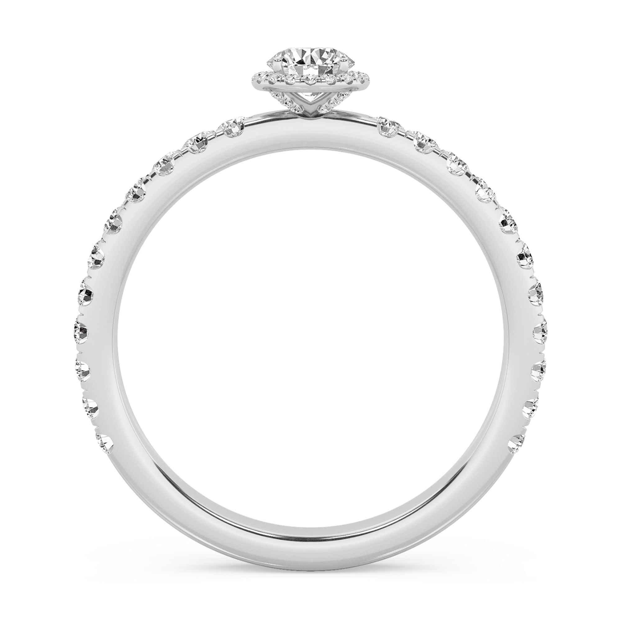 AFFY Round Halo Engagement Rings For Women, 0.90 Carat (ctw) Lab Created Moissanite Promise Rings For Her In 10k Solid White Gold | VVS1 Quality Ring Size-7.5