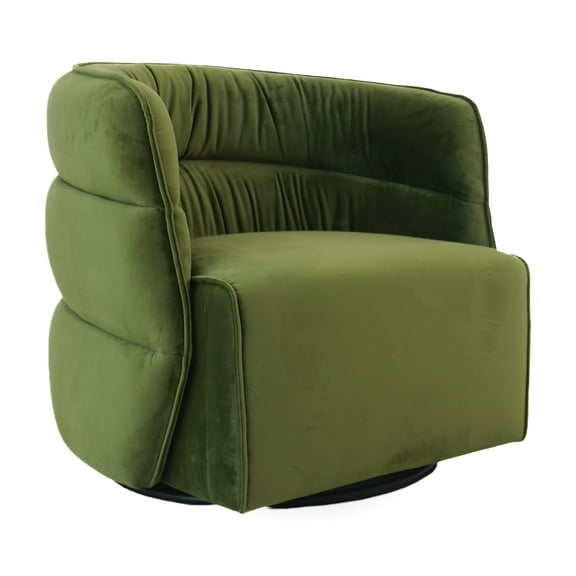 Astra Mid-Century Modern Velvet Upholstered Swivel Chair in Green