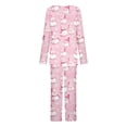 thumbnail image 5 of Puntoco Conjunto de pijama cómodo para mujer, conjunto de pijama informal con cuello en V y pantalones largos con estampado navideño para mujer, 5 of 5
