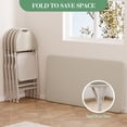 thumbnail image 4 of Goldensoil Rectangle Folding Dining Table with Anti-Slip Feet Caps,Vinyl Tabletop,Metal Frame,Beige, 4 of 9