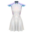 thumbnail image 5 of Choomomo Women's Shiny Outer Space Astronaut Alien Robot Cosplay Costume Flared A-line Mini Dress Blue 4XL, 5 of 6