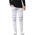 thumbnail image 2 of Ma Croix Mens Biker Jeans Distressed Ripped Zipper Straight Slim Fit Stretch Denim Pants, 2 of 6