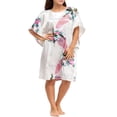 thumbnail image 2 of Womens Satin Nightgown, Floral Print Kaftan Sleepwear, One Size Fits up to 16/18, 2 of 4