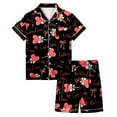 thumbnail image 4 of Kids Pajamas Girls Heart Print Long Sleeve Pajama Button Down Top and Shorts Two Piece Sleepwear Soft for Toddlers Black 8 Years-9 Years, 4 of 4