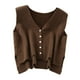 thumbnail image 2 of Suéter de mujer, chaleco para damas, camisetas sin mangas casuales, jerséis de moda, transpirables, individuales Caqui oscuro, 2 of 9