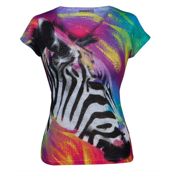 Zebra Juniors V-Neck T-Shirt - Medium