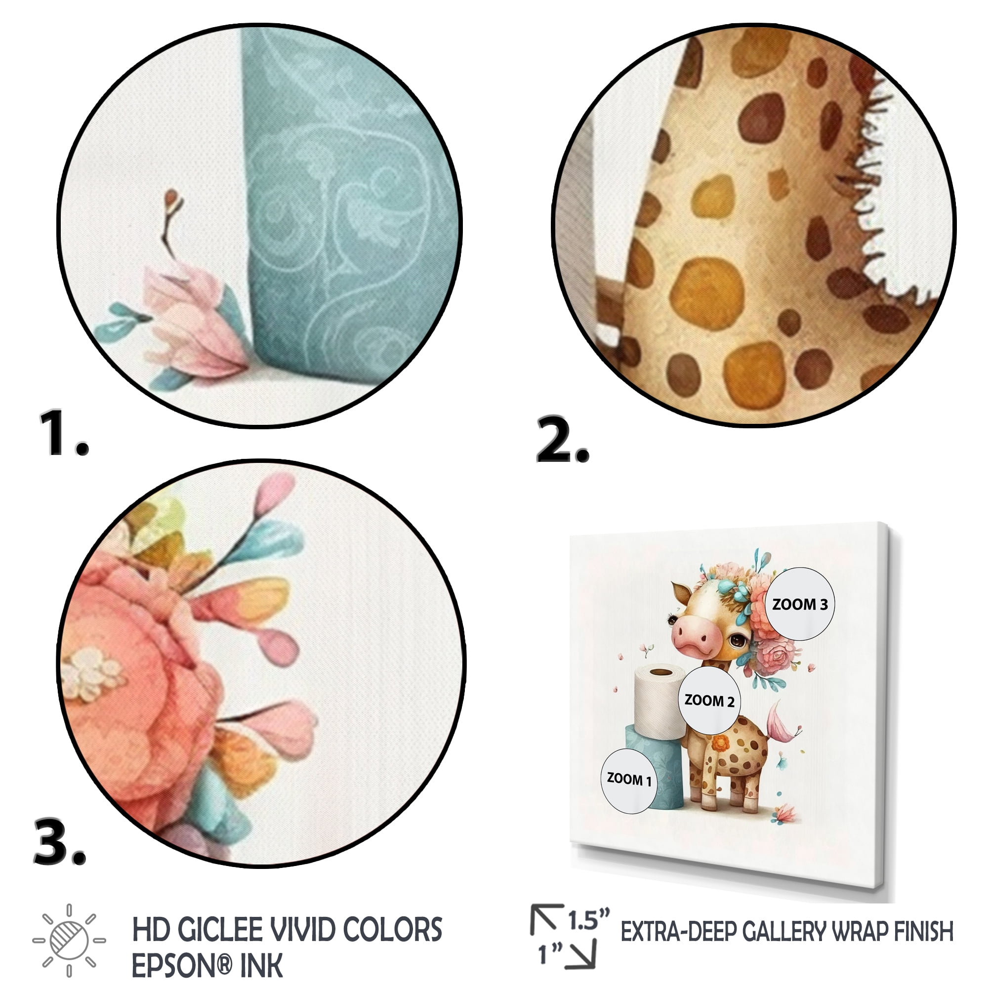 Designart Giraffe Building A Tower Of Toilet Paper With Flower Crown Canvas Wall Art