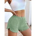 thumbnail image 4 of Sweat Shorts Women Comfy Workout Shorts Rise Lounge Mini Shorts with Drawstring and Pockets Light Green S, 4 of 9