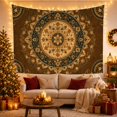 thumbnail image 3 of Intricate Mandala on Dark Brown Background, Calming Boho for Home Decor Enthusiasts, Bohemian Wall Art, Housewarming Gift Tapestry Wall Hanging for Bedroom and Living Room, 3 of 7