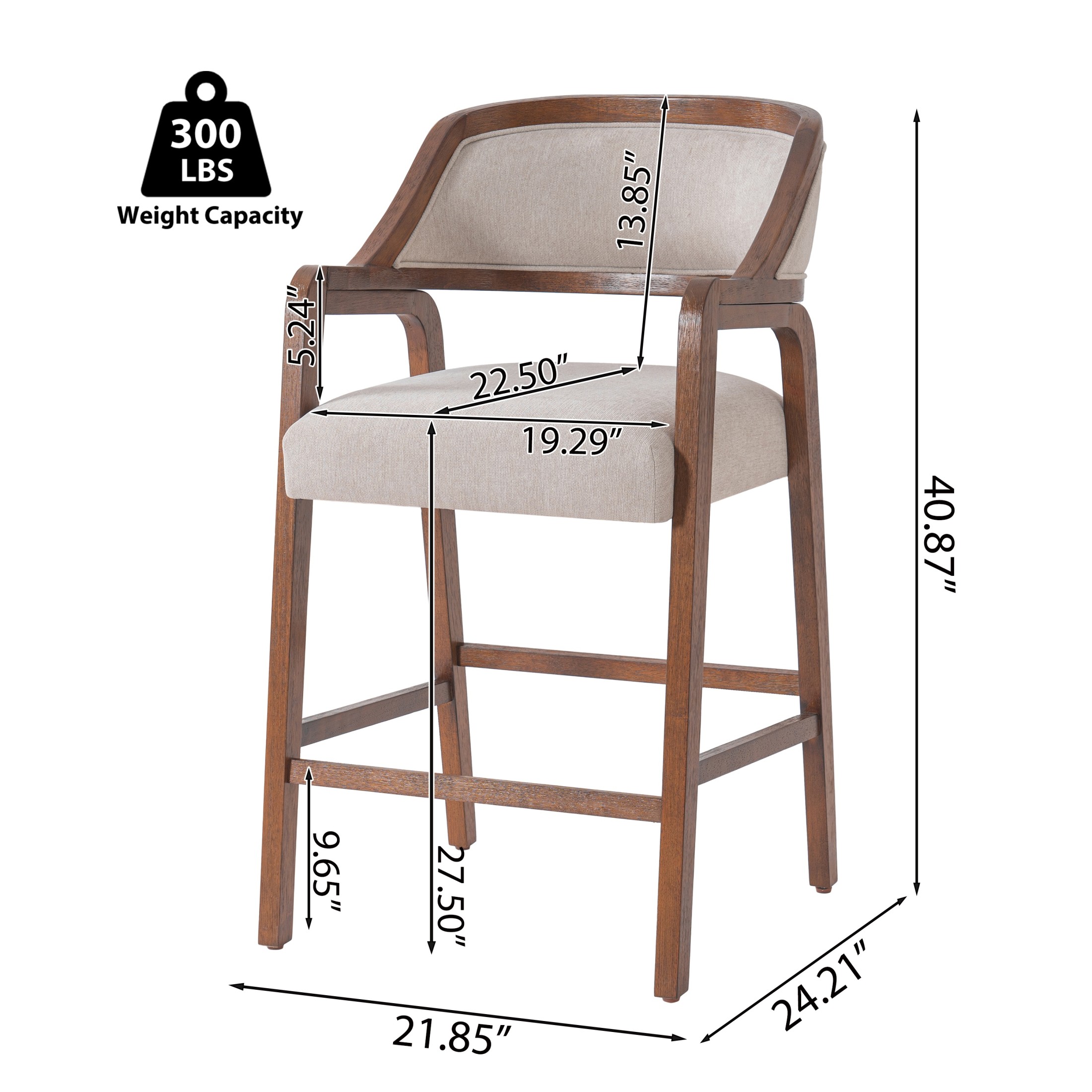 Christopher Knight Home Modern Upholstered Counter Stools, Rubberwood Frame, Walnut, Set of 2