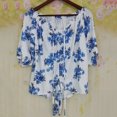 thumbnail image 7 of HongQid Women's Off Shoulder Top Floral Long Sleeve Blouse Casual Loose Shirts, 7 of 7