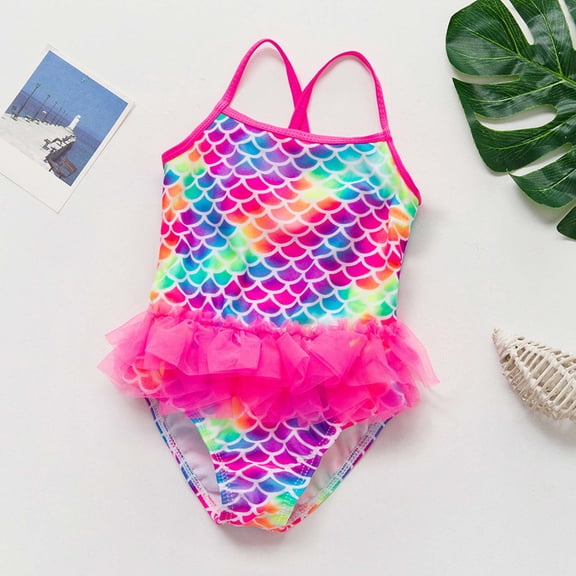 ibiyuan Girls Swimsuit One Piece Drawstring Modest Ruched Girls Bathing Suit Soft Crossback Girls Swimsuit Size 7 Allover Printed Upf 50 Girls Swimwear