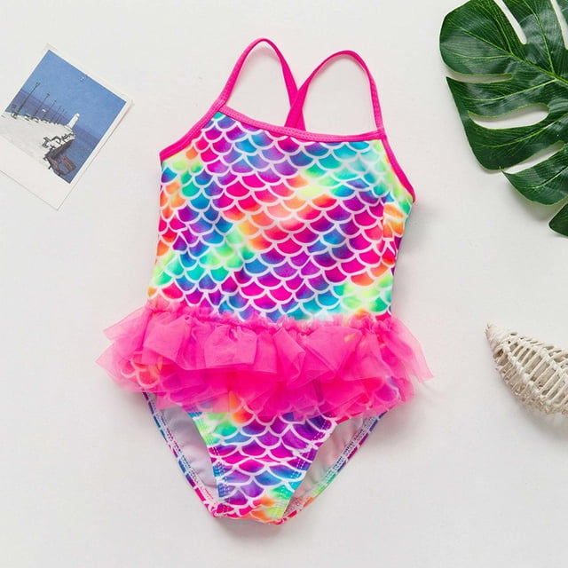 Toddler Girl Swimsuit Pink One Piece Swimsuit Teen Bathing Suits for Girls 3Y