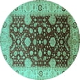thumbnail image 1 of Ahgly Company Indoor Round Oriental Turquoise Blue Traditional Area Rugs, 3' Round, 1 of 4
