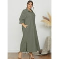 thumbnail image 6 of ZANZEA Womens Dresses Long Sleeve Split Hem Turn-Down-Collar Casual Dress, 6 of 8