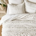 thumbnail image 2 of EVERGRACE Luxury Ruched Velvet Quilt King Size, Ultra Soft Bedspread Coverlet Set, Lightweight Velvet Comforter, Quilted Bedding Cover with 2 Matching Shams for All Season, Ivory White, 2 of 7