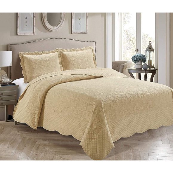 Kids Zone Home Veronica Collection 3 Piece Solid Color Coverlet Full/Queen