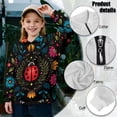 thumbnail image 6 of Uorisanigo Girls Half Zip Pullover Sweatshirt Oversized Sweatshirts Floral Ladybug Long Sleeve Sweaters Athletic Tops Quarter Zipper Cropped Sweatshirt Fashion Fall Winter Clothes, 6 of 7