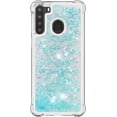 thumbnail image 2 of Compatible with Samsung Galaxy A21 Case Glitter Liquid Cute Clear Phone Case Floating Quicksand Shockproof Protective Bumper Silicone Soft TPU Case for Samsung Galaxy A21 Star Blue YB, 2 of 12