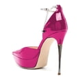 thumbnail image 4 of FSJ Women Stylish Pointed Toe Rhinestone Chain Ankle Strap Sandals Stilettos Platform High Heel Pumps Dress Wedding Shoes Size 10.5 Pink, 4 of 4