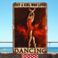 thumbnail image 2 of Placa Metal Mujer Bailando en Vestido Rojo Pintura Hierro Rectangular Pared 30x40cm, 2 of 9