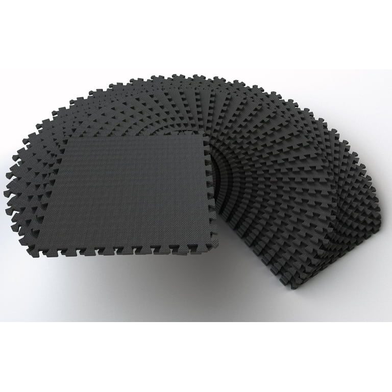 BalanceFrom 1/2 In. Thick Flooring Puzzle Exercise Mat with High Quality  EVA Foam Interlocking Tiles, 36 Piece, 144 Sq Ft. Black