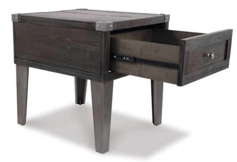 Signature Design by Ashley Contemporary Todoe End Table with USB Ports & Outlets Dark Gray