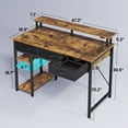 thumbnail image 4 of Greenstell 47" Computer Desk with Built-in Outlets & LED, 3-Drawer Office Desk with Monitor Stand, Rustic Brown, 4 of 7
