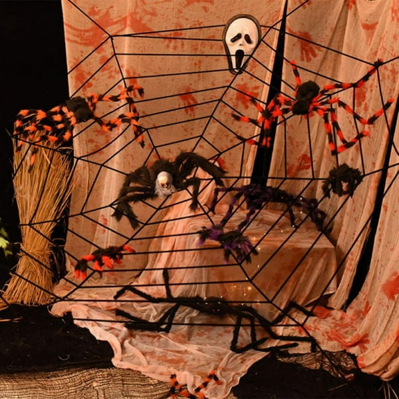 59" Spider Webs Halloween Decorations Bonus Super Stretch Cobwebs for Halloween Indoor and Outdoor Party Supplies