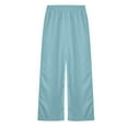 thumbnail image 4 of Fesfesfes Girls' Loose Sweatpants Solid Color High-Waisted Wide-Leg Elastic Smocked Waistband Full-Length Trousers Fashion Comfy Pants(Blue,9 Years), 4 of 6