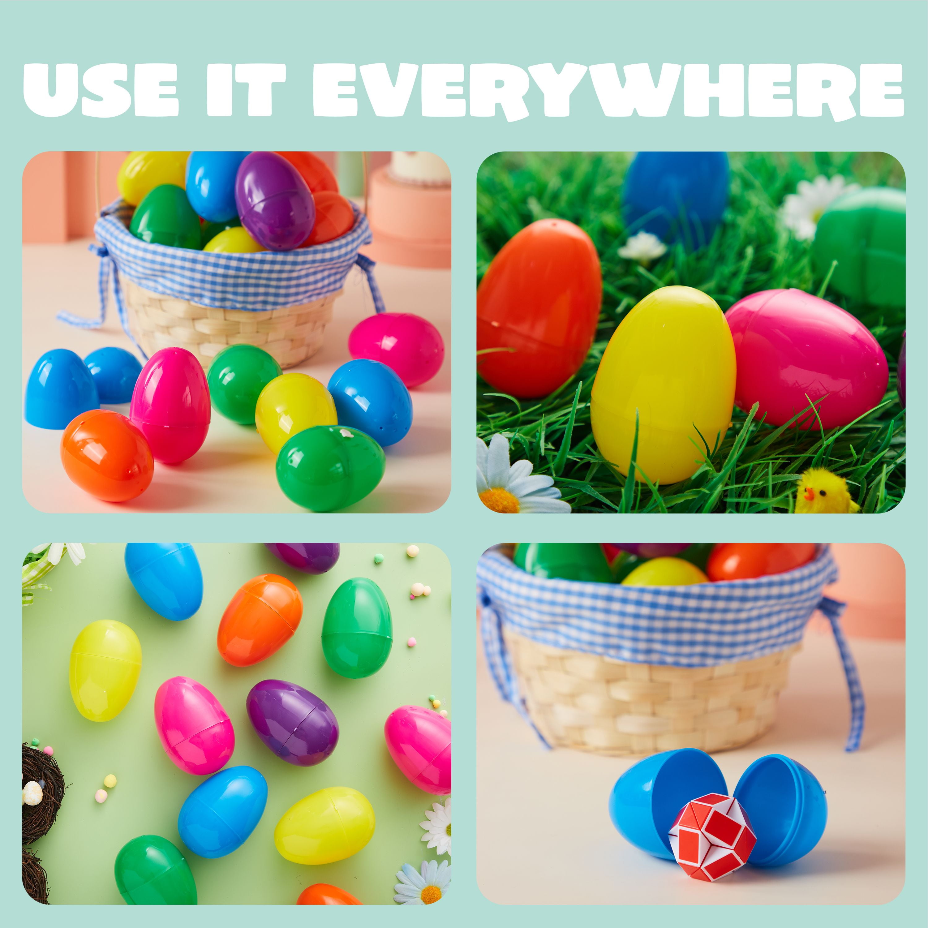 Joyfy 150 Pcs 3.15" Easter Eggs, Fillable Plastic Eggs for Easter, Empty Colorful Bright Eggshells,for Easter Hunt, Filling Treats, Party Favor, Basket Stuffers, Classroom Prize Supplies