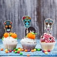 thumbnail image 5 of 8Pcs Day of The Dead Cupcake Toppers Decorations Halloween Sugar Skull Cake Toothpicks Sticks Skull Food Picks for Halloween Party Table Decorations, 5 of 5