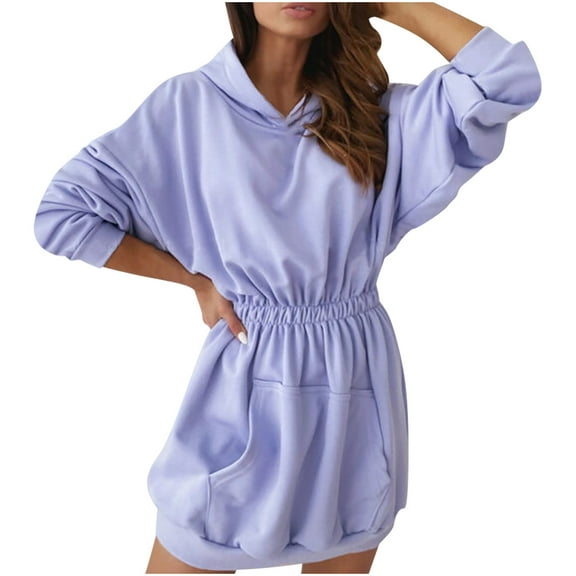 ShomPort Women's Fall Casual Long Hoodie Fashion Long Sleeve Hooded Sweatshirt Loose Comfy Pullover Tops