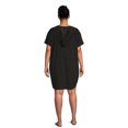 thumbnail image 3 of Time and Tru Women's Plus Size Lurex Stripe Terry Cloth Hooded Cover Up, 3 of 5