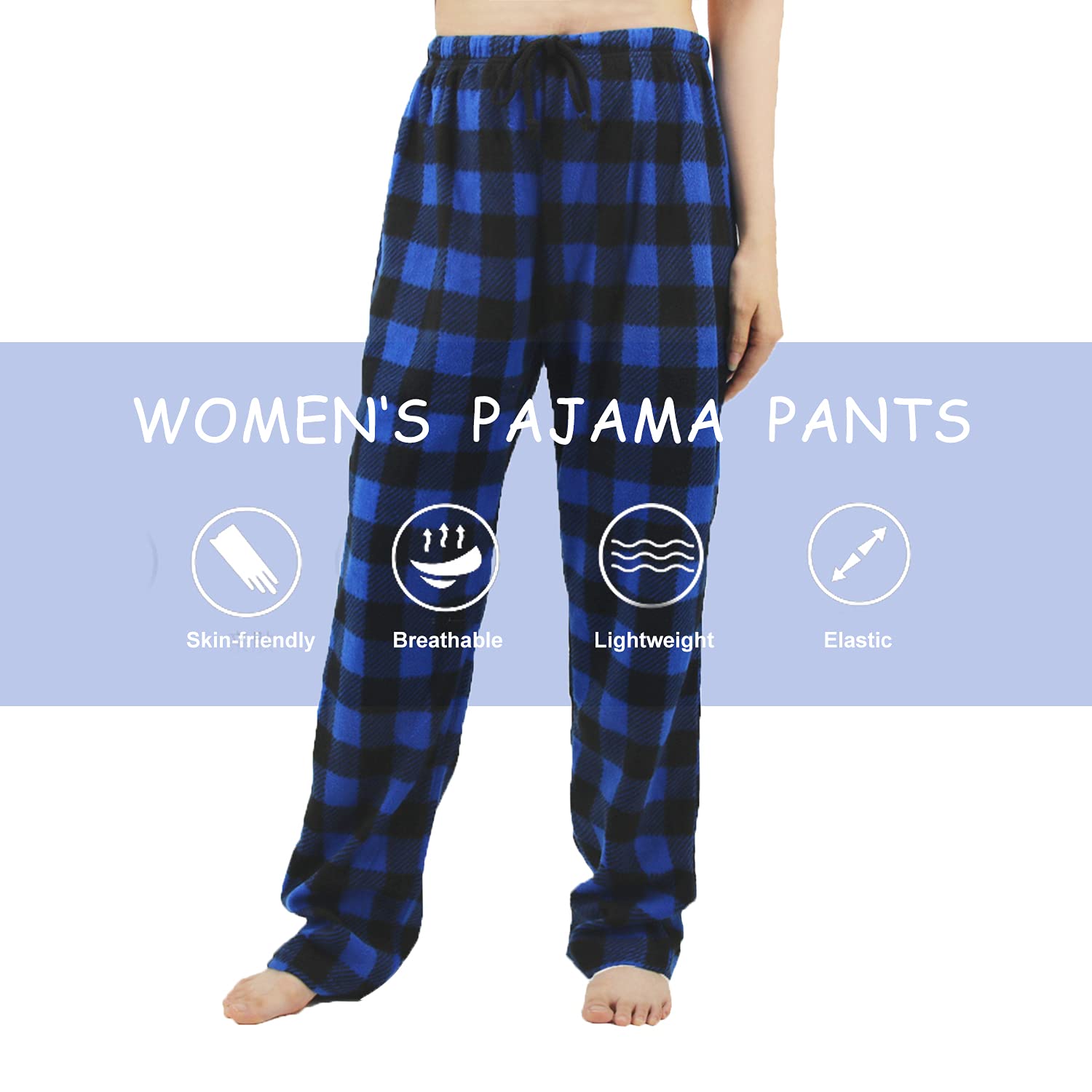 Pantalon Pyjama Femme LANBAOSI Hiver | Carreaux Classiques | Molleton Doux | Confort Maison