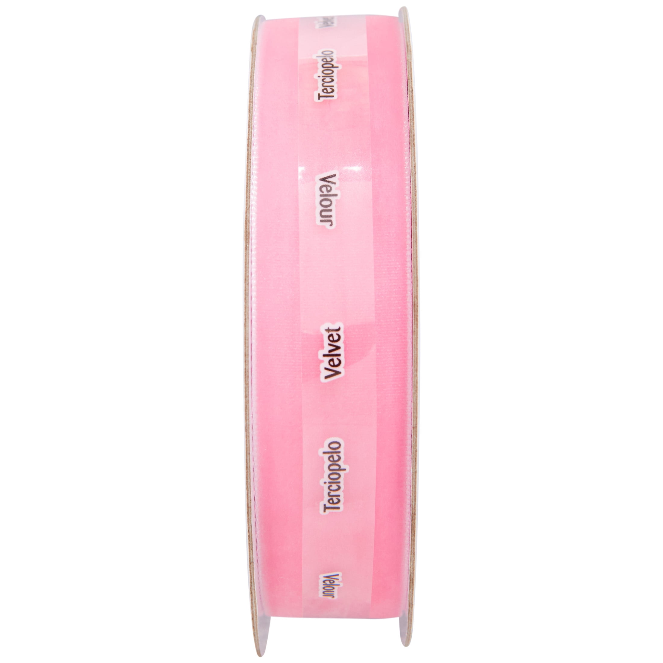 Offray classiq pink velvet 0.875in x 12ft for crafts and gifting