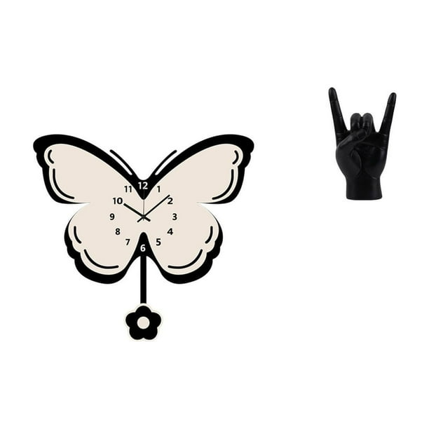 Reloj de pared,Reloj de pared para sala de estar,dormitorio,cocina,decoración de pared.,Estatua del gesto de la roca,Estatuas y figuras de dedos con gestos de música rock,Esculturas de resina