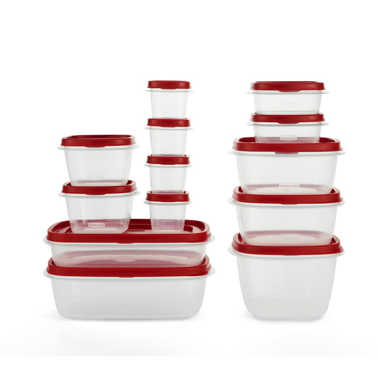  Rubbermaid 16-Piece Food Storage Containers, Red & 32-Piece Food  Storage Containers with Lids for Lunch, Meal Prep, and Leftovers,  Dishwasher Safe, 5-Cup, Black: Home & Kitchen