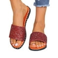 thumbnail image 4 of Gifts for Family Sandals for Women 2025 Women's Summer New Plus Size Frosted Sequin Line Over Beach Flats Light Sandals, 4 of 8