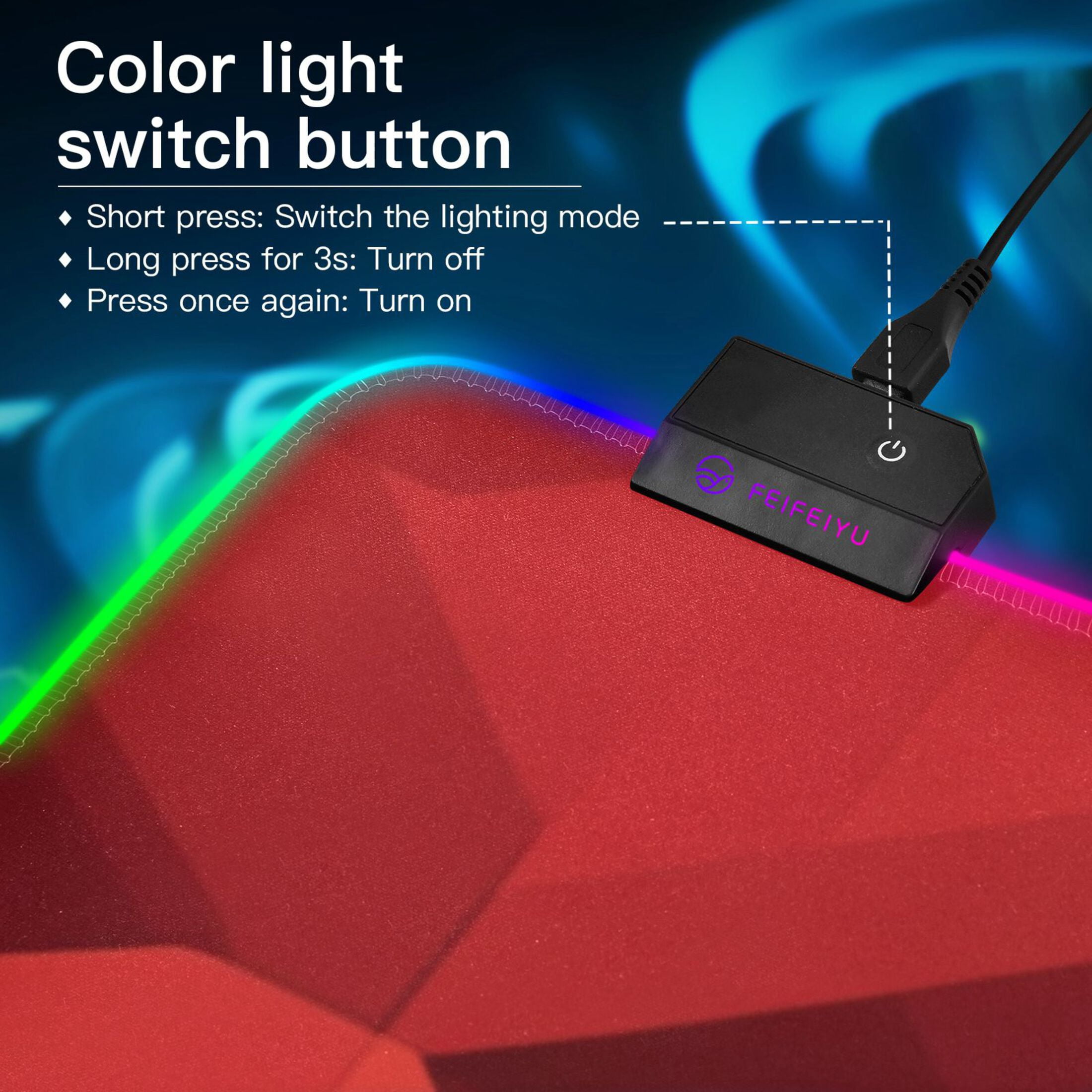 Red Geometric Patten RGB Gaming Mouse Pad Large Keyboard Mat Rubber Base 13 Light Modes
