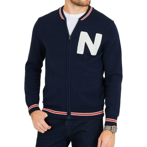 Nautica Mens Logo Baseball Jacket, Blue, X-Large